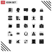 Modern Set of 25 Solid Glyphs and symbols such as instrument user knowledge interface education Editable Vector Design Elements