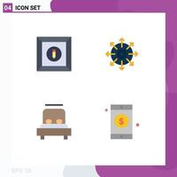 Universal Icon Symbols Group of 4 Modern Flat Icons of box love target success mobile Editable Vector Design Elements