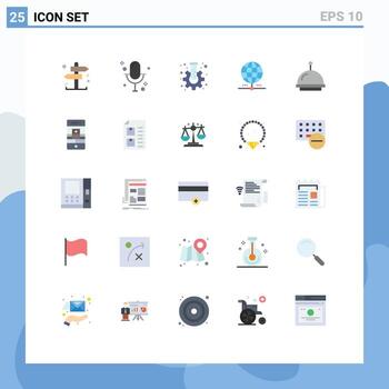 grupo de 25 plano colores señales y símbolos para campana red matraz datos globo editable vector diseño elementos