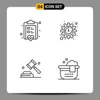 Line Pack of 4 Universal Symbols of board campaign love settings bathtub Editable Vector Design Elements