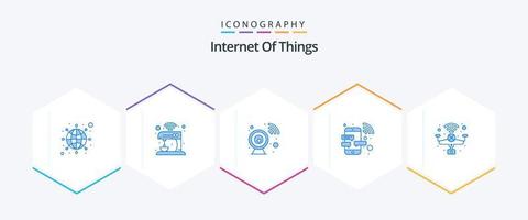 Internet Of Things 25 Blue icon pack including smart. message. technology. device. security camera vector