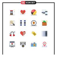 Flat Color Pack of 16 Universal Symbols of pc devices nature computer search Editable Pack of Creative Vector Design Elements