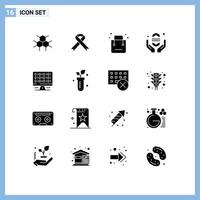 Set of 16 Modern UI Icons Symbols Signs for web ramadhan bag fast shopping Editable Vector Design Elements