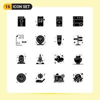 Set of 16 Modern UI Icons Symbols Signs for development coding data serve database Editable Vector Design Elements