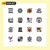 Stock Vector Icon Pack of 16 Line Signs and Symbols for highly danger use combustible promotion Editable Creative Vector Design Elements