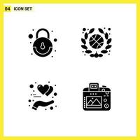 Group of Solid Glyphs Signs and Symbols for interface heart team protect image Editable Vector Design Elements