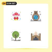 4 Universal Flat Icon Signs Symbols of bouquet nature bag global tree Editable Vector Design Elements