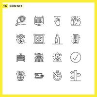 Set of 16 Modern UI Icons Symbols Signs for business game programming fun left Editable Vector Design Elements