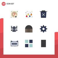 User Interface Pack of 9 Basic Flat Colors of historical building technology basic camera trash Editable Vector Design Elements