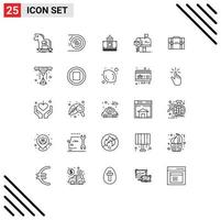 Pictogram Set of 25 Simple Lines of message mail disruptive box bucks Editable Vector Design Elements