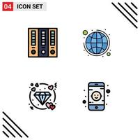 Set of 4 Modern UI Icons Symbols Signs for archive heart finance plan wedding Editable Vector Design Elements