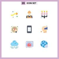 9 Flat Color concept for Websites Mobile and Apps smart phone support candle question ask Editable Vector Design Elements