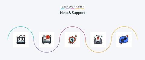 Help And Support Line Filled Flat 5 Icon Pack Including technical help. subscription. fix. newsletter. insurance vector