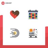 User Interface Pack of 4 Basic Flat Icons of heart date favorite calendar comet Editable Vector Design Elements