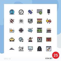 Modern Set of 25 Filled line Flat Colors Pictograph of gadget connected file computers sale tag Editable Vector Design Elements