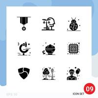 Set of 9 Modern UI Icons Symbols Signs for research examination judgment winter bug Editable Vector Design Elements