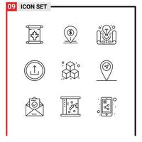 Stock Vector Icon Pack of 9 Line Signs and Symbols for mobile basic bank application project idea Editable Vector Design Elements