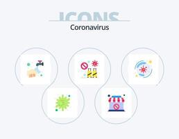 coronavirus plano icono paquete 5 5 icono diseño. virus. transmisión. manos. turista. burbuja vector