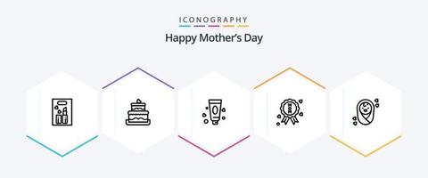 Happy Mothers Day 25 Line icon pack including . certificate . wedding cake. medal . toothpaste vector