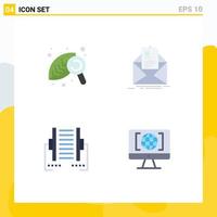 User Interface Pack of 4 Basic Flat Icons of agriculture computer nature letter data Editable Vector Design Elements