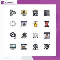 Set of 16 Modern UI Icons Symbols Signs for data house lock building bean Editable Creative Vector Design Elements