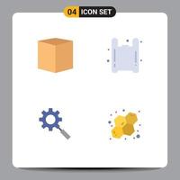 4 Universal Flat Icons Set for Web and Mobile Applications box research e plastic setting Editable Vector Design Elements