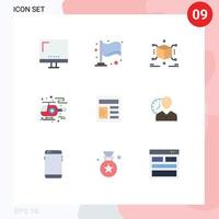 Pack of 9 creative Flat Colors of ui document cube hospital ambulance Editable Vector Design Elements