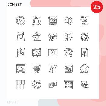 Group of 25 Modern Lines Set for engineering customize online assemble forward Editable Vector Design Elements