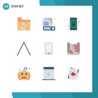 Pack of 9 creative Flat Colors of smart phone up file top phone Editable Vector Design Elements