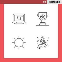 Mobile Interface Line Set of 4 Pictograms of computer interface hardware cup light Editable Vector Design Elements