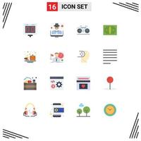 Set of 16 Commercial Flat Colors pack for autumn finance crime cash sport Editable Pack of Creative Vector Design Elements