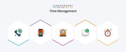 Time Management 25 Flat icon pack including night. line. clock. clock. time vector