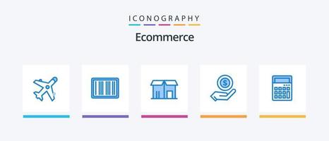 comercio electrónico azul 5 5 icono paquete incluso comercio electrónico dólar. comercio electrónico dinero comercio electrónico creativo íconos diseño vector