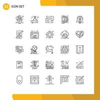 Stock Vector Icon Pack of 25 Line Signs and Symbols for idea creative messages play fun Editable Vector Design Elements