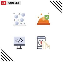 Flat Icon Pack of 4 Universal Symbols of medicine development hat shield communication Editable Vector Design Elements