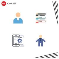 Pictogram Set of 4 Simple Flat Icons of administrator team skills profile mobile Editable Vector Design Elements