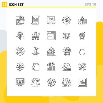 25 Line concept for Websites Mobile and Apps development coding office web settings Editable Vector Design Elements