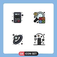 Universal Icon Symbols Group of 4 Modern Filledline Flat Colors of add marketing calculator analysis jewelry Editable Vector Design Elements