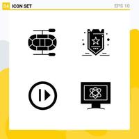 Pictogram Set of 4 Simple Solid Glyphs of boat resume optimization audio monitor Editable Vector Design Elements