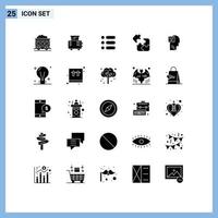 Set of 25 Commercial Solid Glyphs pack for data memory text square logic Editable Vector Design Elements