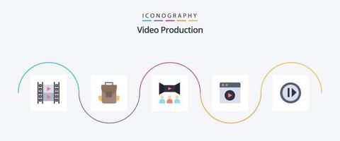 Video Production Flat 5 Icon Pack Including forward. web. cinema. play. vector