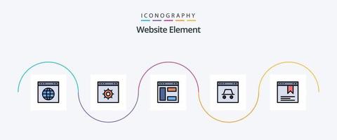 Website Element Line Filled Flat 5 Icon Pack Including . website. hacker. page. website vector