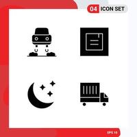 Pictogram Set of 4 Simple Solid Glyphs of car weather layout moon truck Editable Vector Design Elements