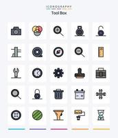 Creative Tools 25 Line FIlled icon pack  Such As tool. zoom. padlock. out. orientation vector