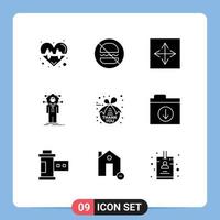 Stock Vector Icon Pack of 9 Line Signs and Symbols for solution human angular connection interface Editable Vector Design Elements