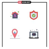 Stock Vector Icon Pack of 4 Line Signs and Symbols for world day job health security navigation Editable Vector Design Elements