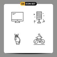 Set of 4 Commercial Filledline Flat Colors pack for computer home imac floor identity Editable Vector Design Elements