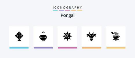 Pongal Glyph 5 Icon Pack Including festival. gear. diwali. setting. pongal. Creative Icons Design vector