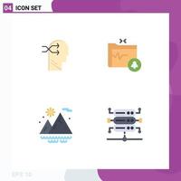 Group of 4 Flat Icons Signs and Symbols for mental chang summer thinking gdpr database Editable Vector Design Elements
