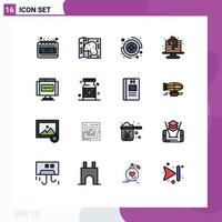 Universal Icon Symbols Group of 16 Modern Flat Color Filled Lines of news interface medical communications cake Editable Creative Vector Design Elements